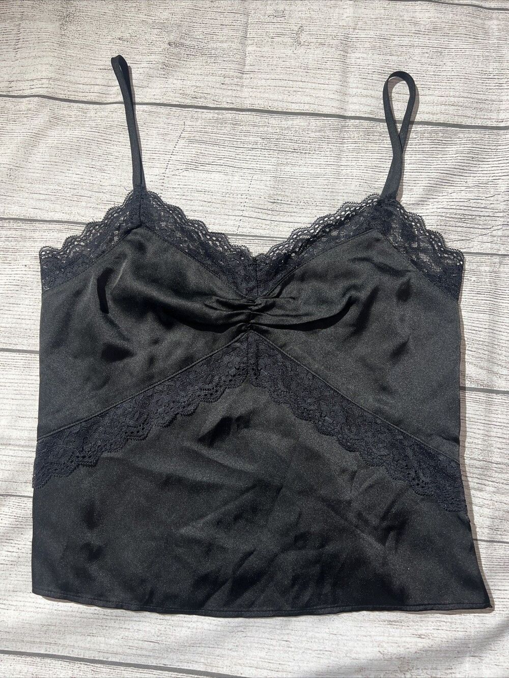 Express Black Lace Trim Cami Spaghetti Straps Cropped Tank Sz XXS NWT